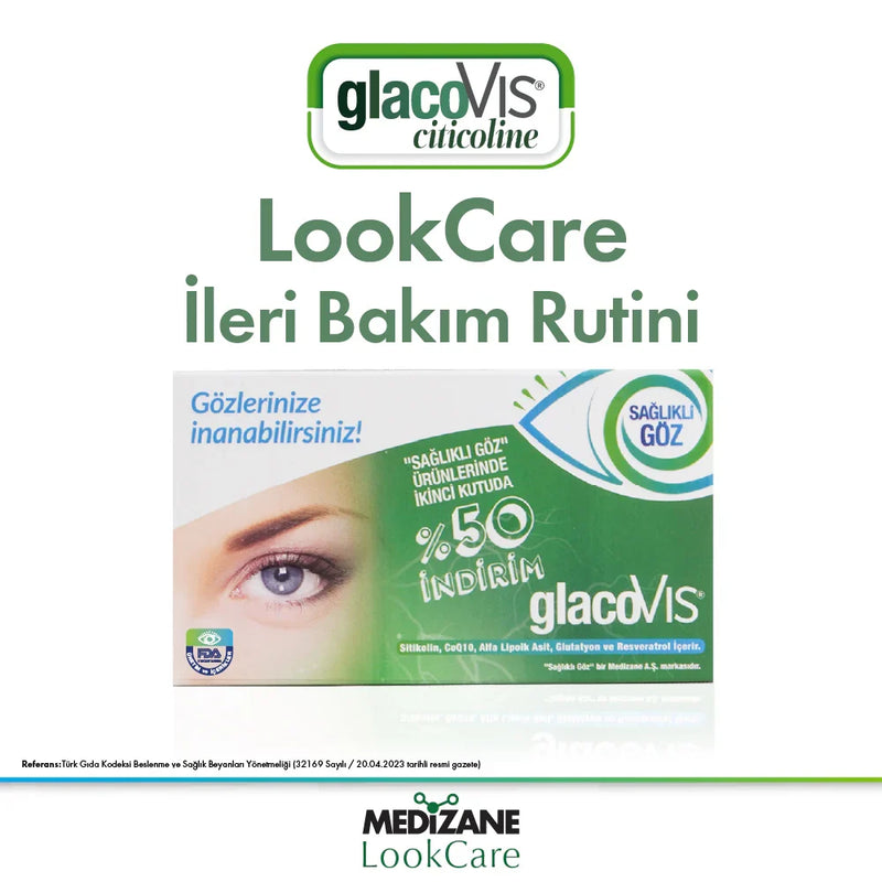 Medizane Sağlıklı Göz GlacoVIS Gıda Takviyesi - 2.si %50 İndirimli 2x30 Kapsül