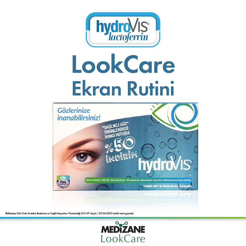 Medizane Sağlıklı Göz HydroVIS Gıda Takviyesi - 2.si %50 İndirimli 2x30 Kapsül