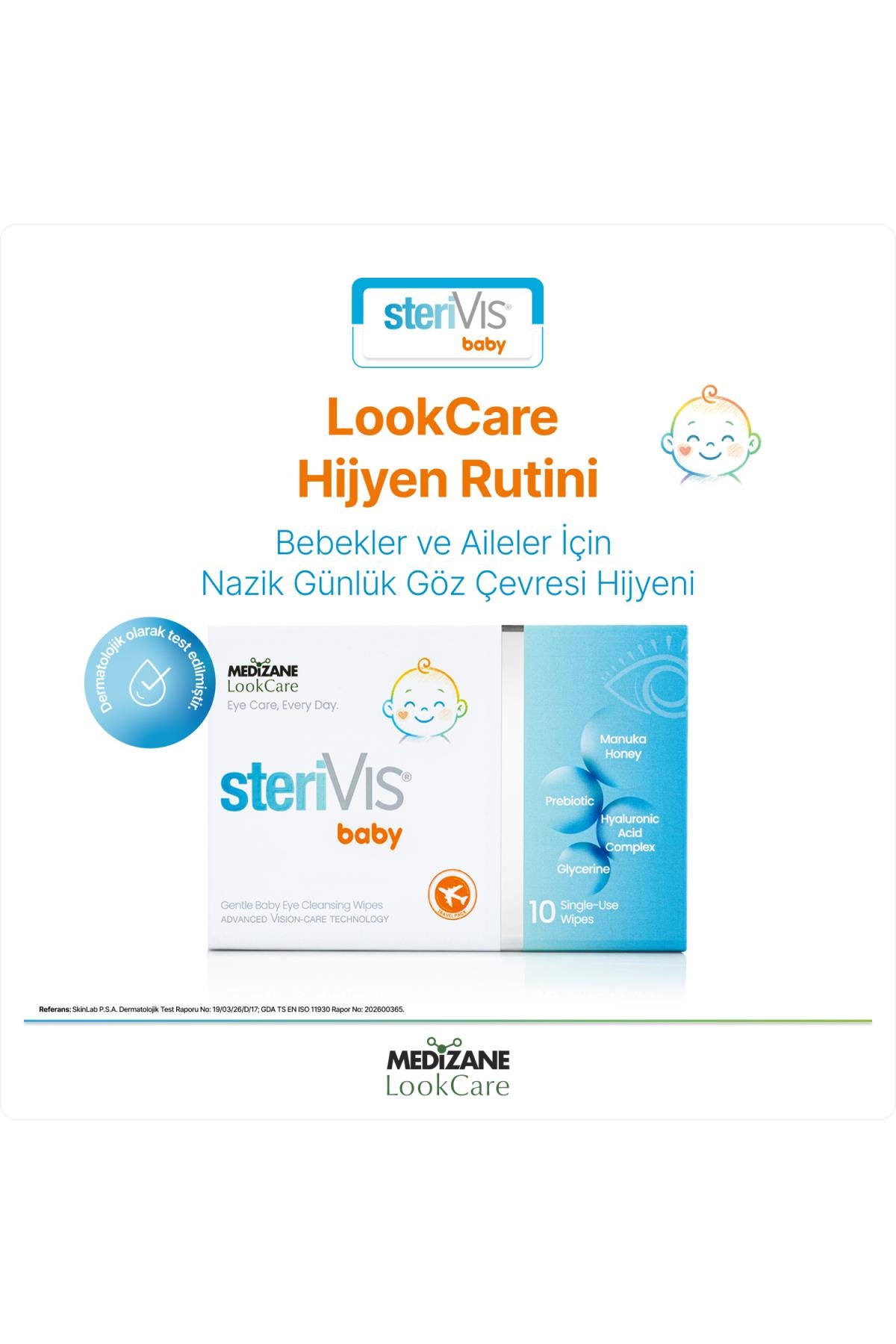 Medizane LookCare SteriVIS Baby Hassas Göz Temizleme Mendili 10lu