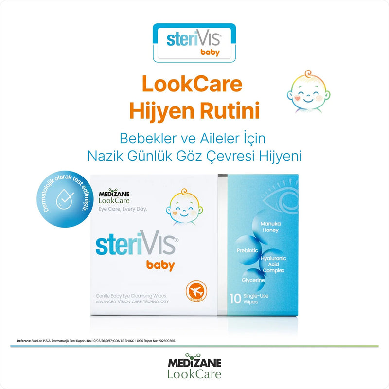 Medizane LookCare SteriVIS Baby Hassas Göz Temizleme Mendili 10lu