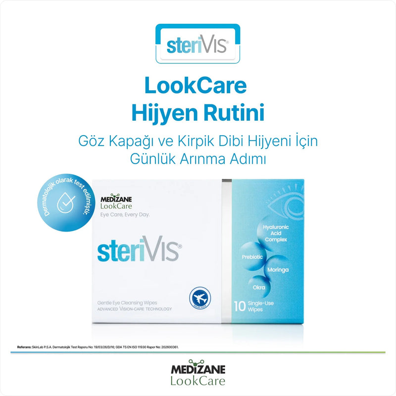 Medizane LookCare SteriVIS Hassas Göz Temizleme Mendili 10lu