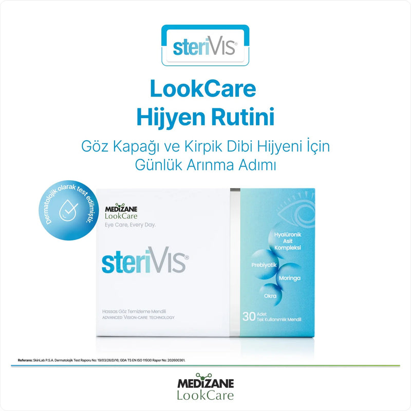 Medizane LookCare SteriVIS Hassas Göz Temizleme Mendili 30lu